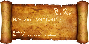 Nádas Kálmán névjegykártya